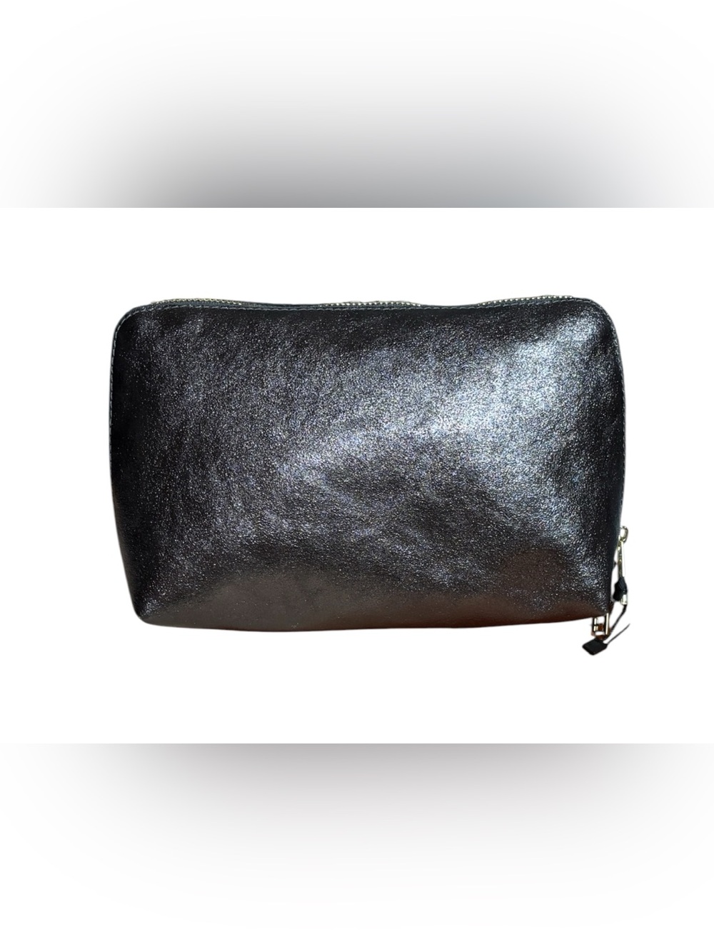 MARLON ITALY 🇮🇹 Genuine Leather Cosmetic Bag - Metallic Antracite